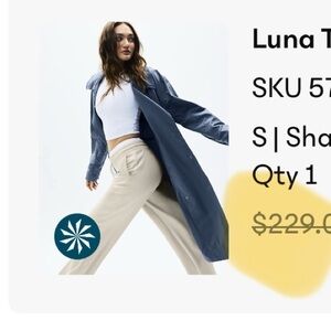 Athleta Navy Trench Coat